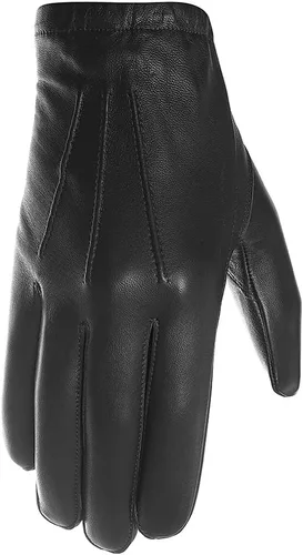 Vista 3 de Harssidanzar Guantes de policía de cuero sin forro fino para hombre GM031 Negro