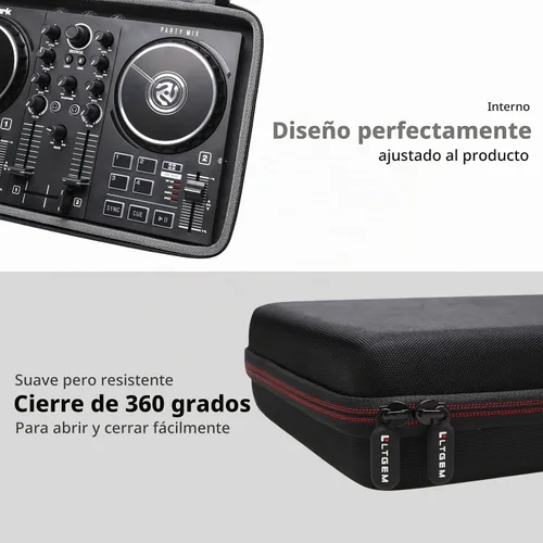 Vista 5 de Funda LTGEM para mezclador de DJ Numark Party Mix II o Hercules DJControl Mix Ultra, Negro (Solo la funda)