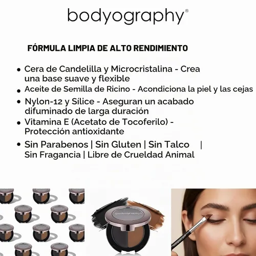 Vista 6 de Bodyography Delineador de ojos de gel Duo - Bandeja dividida aterciopelada negra y marrón Fórmula de deslizamiento suave para líneas precisas