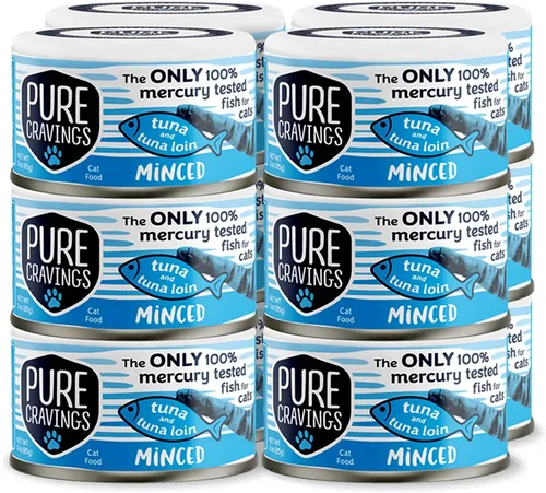 Vista 10 de Pure Cravings Alimento enlatado húmedo de atún y pollo picado para gatos, 100% probado con mercurio, lata de pescado húmedo para gatos, sin granos