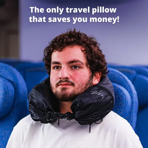 Vista 3 de Almohada de cuello de viaje que rellenas con ropa, evita el exceso de tarifas de equipaje. Se dobla como equipaje de mano y equipaje extra. Se