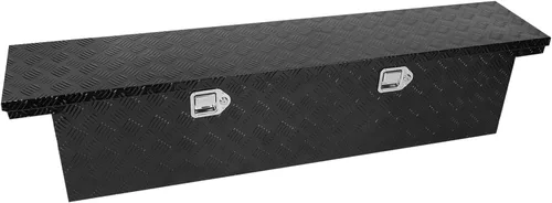 Vista 14 de Caja de herramientas de aluminio resistente de 16 x 7.5 x 10 pulgadas, caja de herramientas de camión con patrón de 5 barras de banda de rodadura