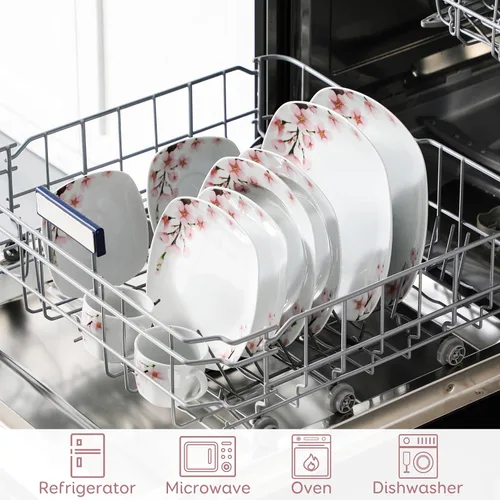 Vista 6 de VEWEET Annie - Vajilla de porcelana para 6 personas, 30 piezas, con platos y tazones, incluyendo cena, postre, sopa, tazas y platillos