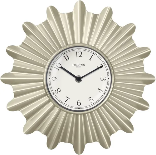 Vista 9 de Starburst Reloj de pared, silencioso, sin ticks, reloj de metal, estilo moderno (cobre antiguo, 12 pulgadas) Silent Non Ticking, Domed Glass Lens