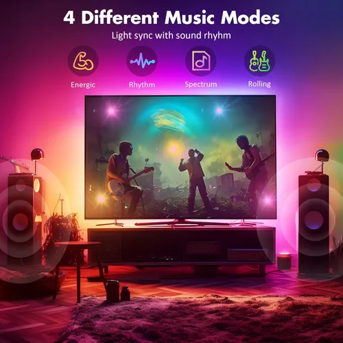 Vista 5 de Maylit ICRGB - Retroiluminación LED para TV, control por aplicación, luces LED para TV/Monitor de 20-36 pulgadas, sincronización de música, luces
