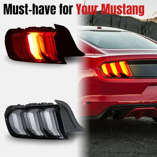 Vista 6 de HAKA TOUGH Luces traseras LED para accesorios Ford Mustang 2015-2023, luces traseras LED secuenciales para accesorios Ford Mustang Shelby
