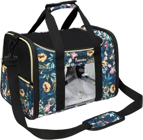 Vista 14 de Petmolico Transportador para gatos Bolsa de mascotas de lados suaves para gatos pequeños y medianos, cachorros, 16 libras, transportador de viaje