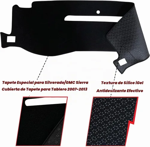 Vista 2 de Funda de tapete para salpicadero de ajuste personalizado para Chevy Chevrolet Silverado/GMC Sierra Truck 2007-2013, compatible con Chevy Suburban