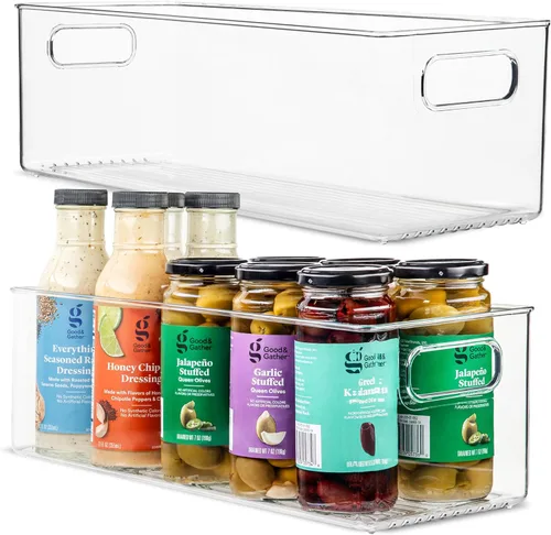 Vista 35 de Contenedor de plástico transparente para almacenamiento de alimentos con asas para organizar cocina, despensa, refrigerador, congelador, despensa