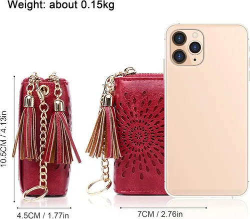 Vista 5 de APHISON RFID - Porta tarjeta de crédito con cremallera carteras pequeñas para mujer en cuero estilo girasol para mujer y niña caja de regalo 1927