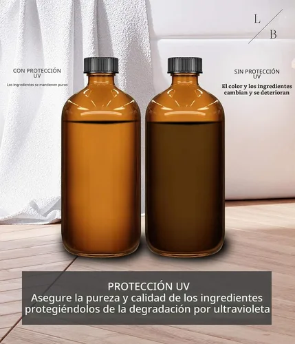 Vista 8 de LiBa Botellas pulverizadoras de vidrio ámbar, paquete de 2 boquillas