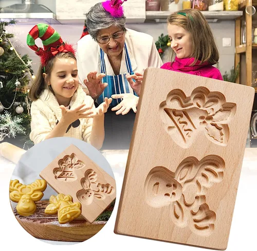 Vista 2 de Molde de Galletas de Madera, Molde de Horneado 3D, Herramienta de Decoración de Gravura para Artesanía, Adecuado para Halloween, Acción de Gracias