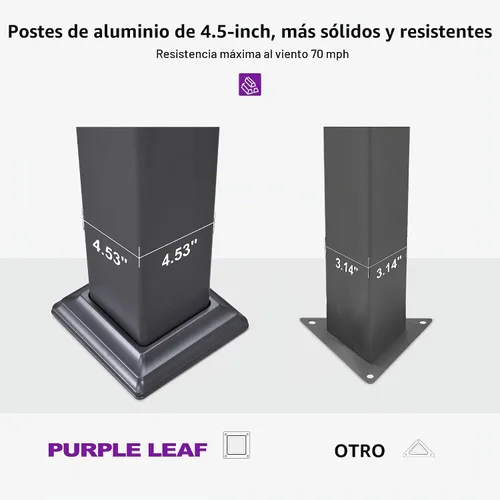 Vista 5 de PURPLE LEAF 92KS - Pérgola con listones de 8 x 10 pies con tira de luces LED, color gris