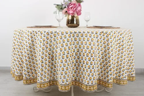Vista 32 de Mantel redondo con estampado de bloque a mano, 100% algodón, reutilizable, color verde espárragos, 60 pulgadas, mantel decorativo para uso diario