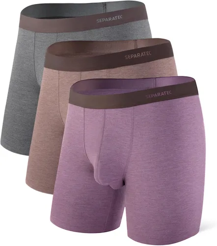Vista 21 de Separatec - Calzoncillos tipo bóxer para hombres con bolsillo, de rayón de bambú que absorbe la humedad, ropa interior transpirable para hombres A1