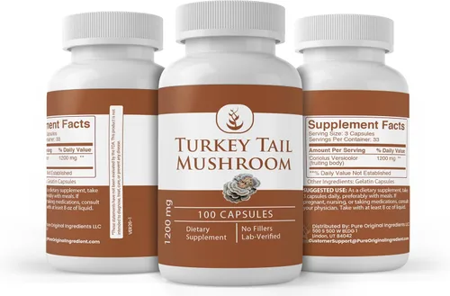 Vista 4 de Pure Original Ingredients Hongo de cola de pavo (100 cápsulas) siempre puro, sin aditivos ni rellenos, verificado por laboratorio