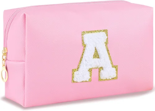 Vista 131 de URSKYTOUS Regalos para niñas, bolsa de maquillaje con inicial, bolsa de cosméticos personalizada con cremallera, bonita bolsa de aseo de viaje, Azul