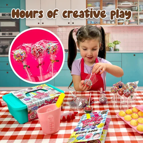 Vista 3 de GirlZone Kit de Cake Pop Craze, juego de hornear para niños de 10 a 12 años con molde para tartas, soporte, bolsas de regalo y bolígrafo decorativo