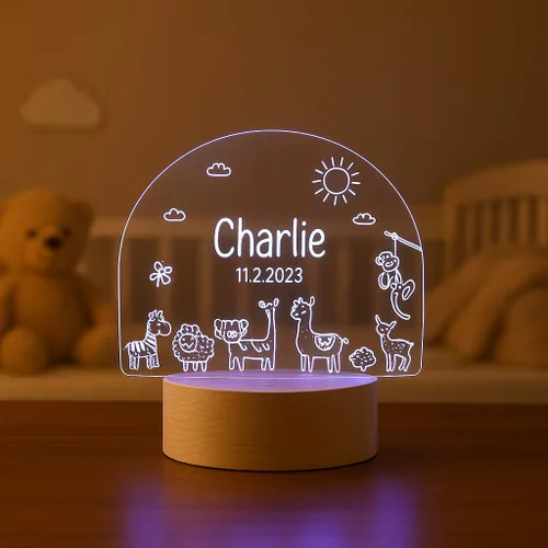 Vista 8 de Luz de noche personalizada con nombre de bebé para niños, niñas, niños, decoración de guardería con estrellas y nubes de acrílico - Incluye control