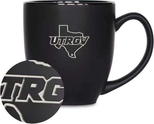 Vista 143 de Rico Industries - Taza de cerámica mate negra con grabado láser estándar de 15oz para NCAA (escuelas T & U) - Para bebidas calientes o frías