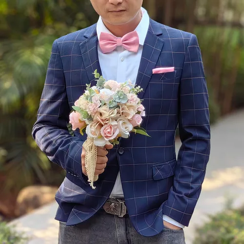 Vista 5 de Conjunto de pajarita y pañuelo para hombre, pajarita de diseño unisex y cuadrado de bolsillo para esmoquin formal de negocios o boda M-B-T9