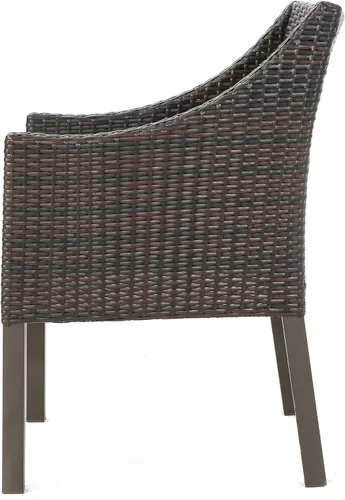 Vista 3 de Christopher Knight Home Antibes - Sillas de comedor de mimbre para exteriores con cojines resistentes al agua, juego de 2 piezas, multicolor y beige