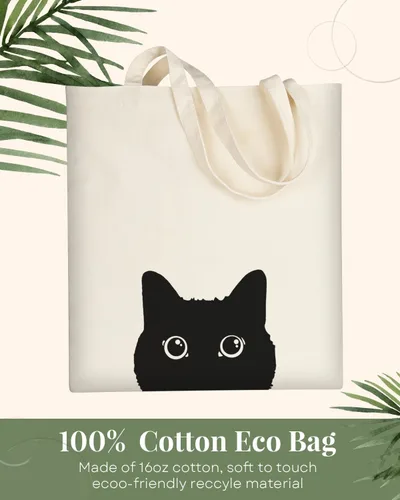 Vista 5 de AUSVKAI Bolsa de lona estética para mujer, lindas bolsas de algodón reutilizables de tela para ir de compras, playa, regalos de moda