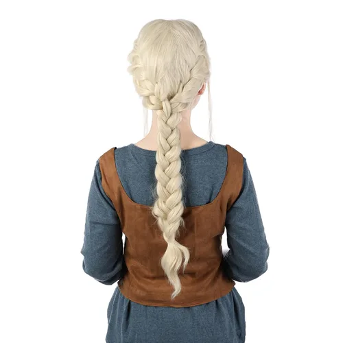 Vista 7 de MUPUL Peluca rubia larga trenzada para disfraz de ciri, para mujer, fiesta de Halloween, cosplay, accesorios de disfraz