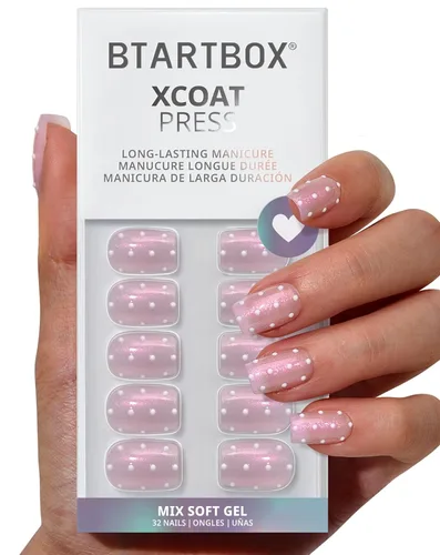 Vista 58 de BTArtbox Uñas Postizas Blancas Cortas a Presión - Uñas Postizas de Gel Suave en Forma de Almendra, Uñas Blancas con Pegamento para Uñas, Uñas