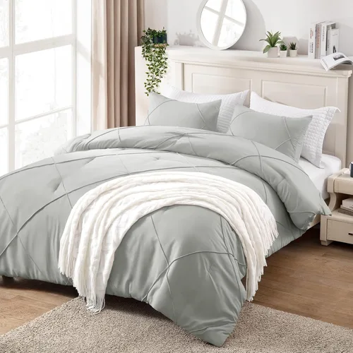 Vista 7 de BYSURE Juego de 2 piezas de edredón individual (negro), juego de ropa de cama ligero con 2 fundas para almohadas, juego de edredón de plumón