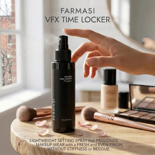 Vista 3 de FARMASI Makeup Time Locker, spray fijador de maquillaje de larga duración, sin aceite, ligero, revitaliza todo el día, acabado natural, 4.2 onzas