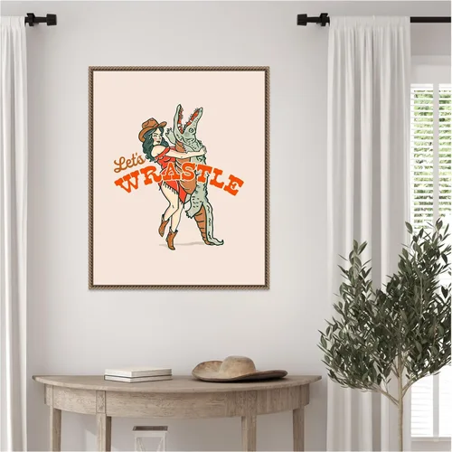 Vista 6 de Amanti Art Framed Canvas Wall Art 28x23 Lets Wrastle Poster by The Whiskey Ginger, Framed Wall Art Canvas, Humor Artwork, Traditional Decor, Medium