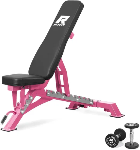 Vista 13 de RITFIT Banco de pesas ajustable con múltiples posiciones de espalda para entrenamientos de cuerpo completo, inclinación, declive y ajustes planos