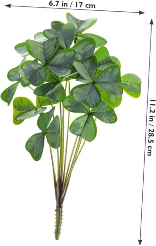 Vista 8 de LIFKOME 3 racimos de florero de simulación de plantas verdes de trébol arbustos de hojas de imitación plantas al aire libre, decoración de bonsái