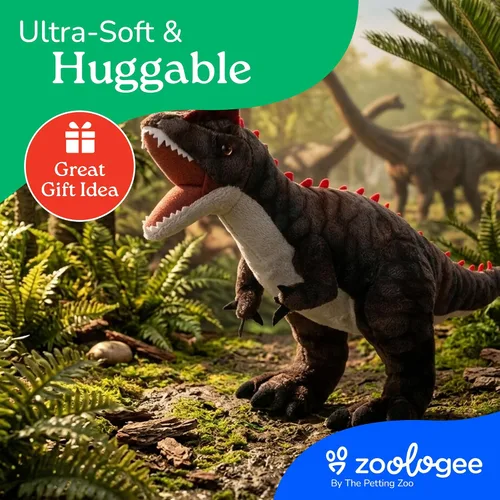 Vista 9 de The Petting Zoo Allosaurus - Peluche de dinosaurio, regalo para niños, animales de dinosaurio, juguete de peluche de dinosaurio marrón de 15 pulgadas