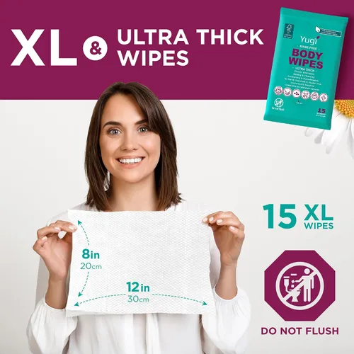 Vista 3 de Toallitas corporales (1 paquete) 15 toallitas de ducha extra gruesas XL para baño de adultos, campamento, viajes, gimnasio, enfermería, automóvil
