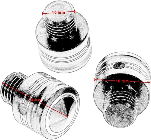 Vista 4 de Tornillos para espejo de motocicleta M10x1.25 de aluminio, 3 piezas en 1, juego universal para scooter, Street Bike Motocross, Cafe Racer (negro)