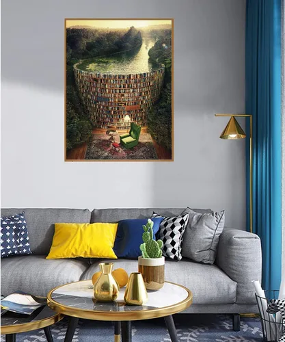Vista 4 de Rompecabezas de 1000 piezas para adultos, rompecabezas de madera de 29.5 x 19.7 pulgadas, canal de estantería