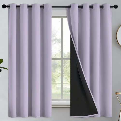 Vista 197 de Yakamok Cortinas negras, cortinas de ventana con aislamiento térmico y eficiencia energética para dormitorio, cortinas opacas completas y cortinas