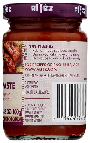 Vista 2 de Al'Fez Harissa Pasta de chile norteafricano, sin sabores artificiales, apta para vegetarianos, 3.5 onzas (paquete de 6)