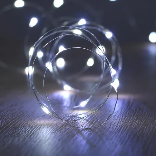 Vista 11 de Guirnalda de luces LED, serie de luces impermeables de 16.4 pies, funciona con pilas para bodas, hogar, jardín, fiesta, decoración de Navidad