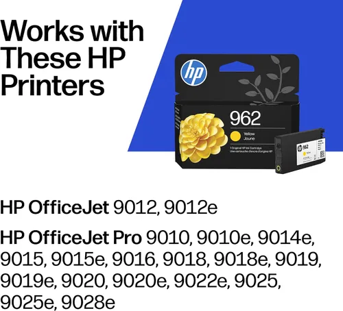 Vista 2 de HP Cartucho de tinta amarillo 962 Funciona con OfficeJet 9010, Pro 9010, 9020 Elegible para tinta instantánea 3HZ98AN