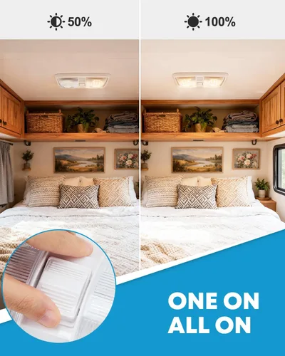 Vista 2 de Kohree Luces interiores de caravana, 5 unidades, luces LED de techo para caravana, luces de 12 V, lámpara de doble cúpula con interruptor