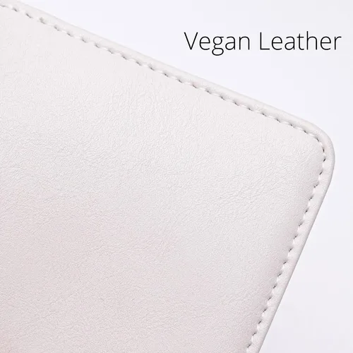 Vista 5 de Alldaily Cartera pequeña y compacta con bolsillo plegable para mujer, con bloqueo RFID, con ventana de identificación, Blanco