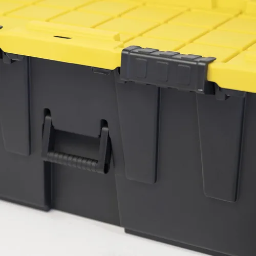Vista 8 de Caja resistente negro y amarillo, 20 galones con ruedas, interior/exterior, resistente (paquete de 2)