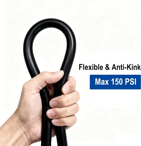 Vista 4 de Tubo de vinilo de plástico trenzado negro de alta presión de 1 pulgada a 10 pies, manguera de tubo de PVC reforzado, flexible, sin BPA, perfecto