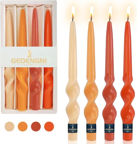 Vista 32 de SM101 - Vela cónica roja, velas en espiral de 10 pulgadas, velas largas cónicas sin goteo para cena, mesa de comedor, boda, fiesta, fiesta, Rojo