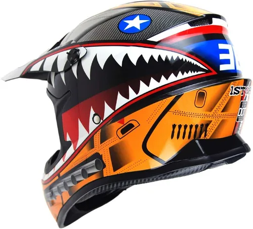 Vista 6 de 1Storm - Casco de motocross para adultos BMX MX ATV Dirt Bike Downhill Mountain Bike estilo Monster Shark Racing HKY_SC09S