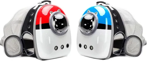 Vista 4 de Mochila expandible para gatos, mochila para gatos, gatitos y cachorros pequeños, mochila de burbujas aprobada por aerolíneas, cápsula espacial Azul