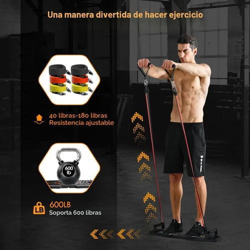Vista 3 de MQRW Push Up Board,Home Gym,Portable Exercise Equipment,Pilates Bar and 20 Fitness Accessories with Resistance Bands and Ab Roller Wheel,Full Body